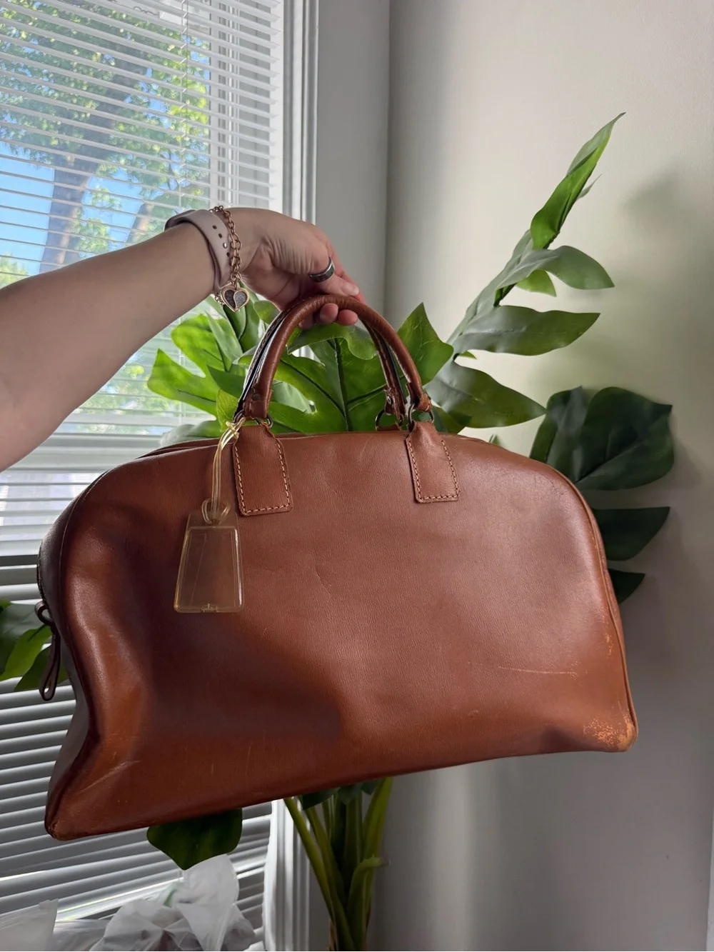 Classic Leather Travel Duffel Bag - Brown